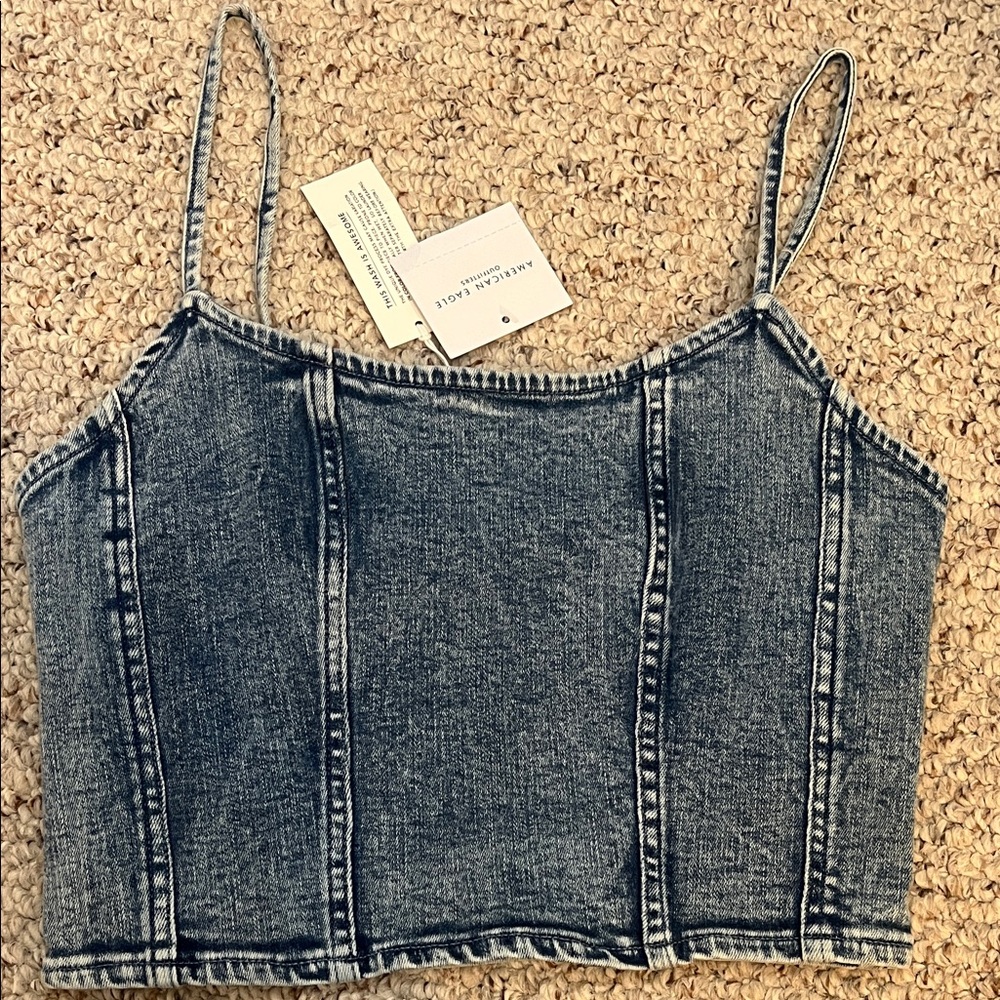 American Eagle Outfitters Washed Blue Denim Cami